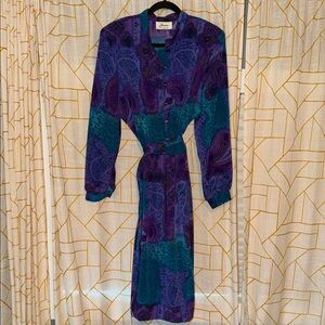 Vintage 80’s Florentine Paisley Patchwork Button Up Midi Dress